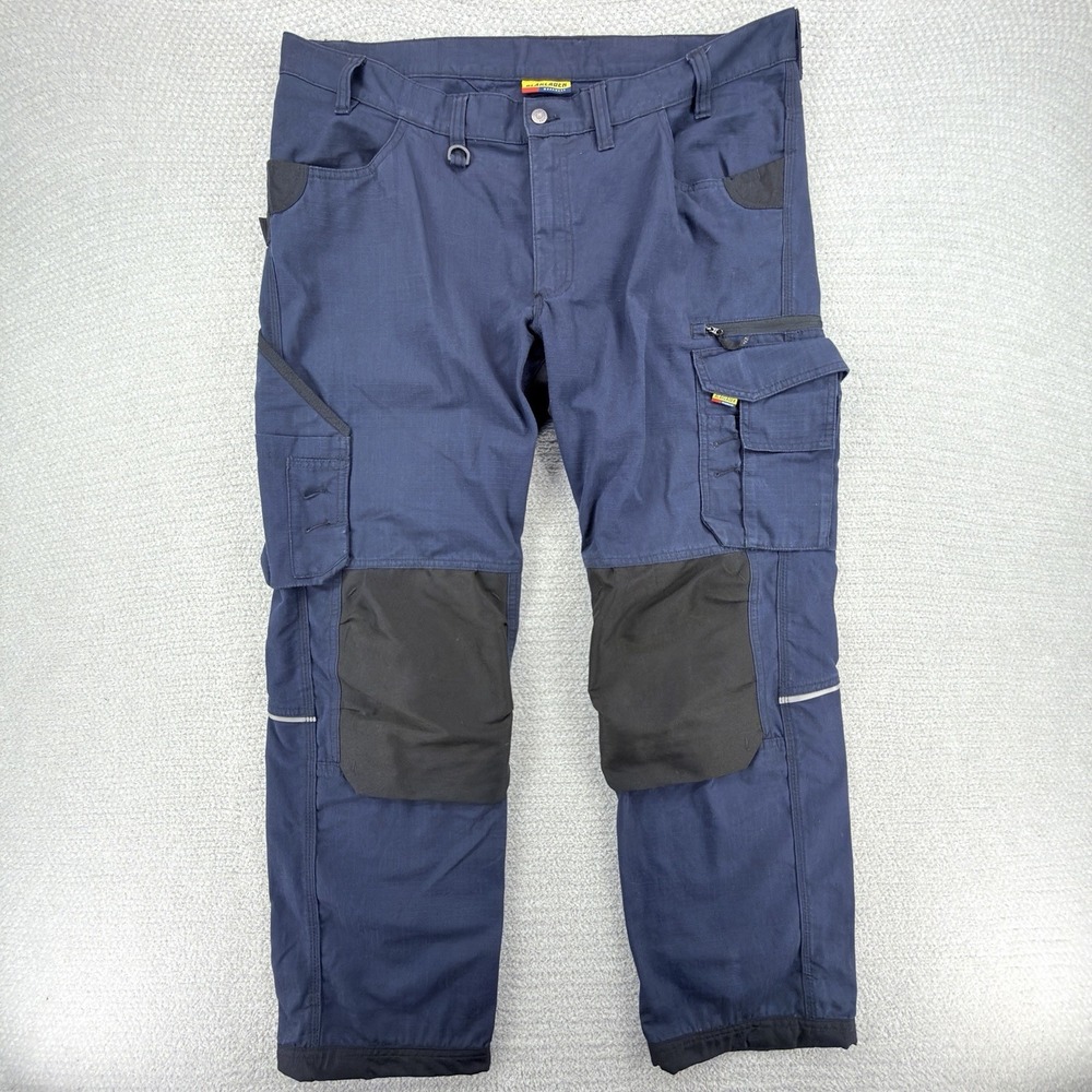 Blaklader 1690 Ripstop Work Pants Mens 40x32 Blue Cargo Utility Reinforced Knee